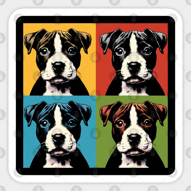 Pop Retro Staffordshire Bull Terrier Art - Cute Puppy Sticker by PawPopArt